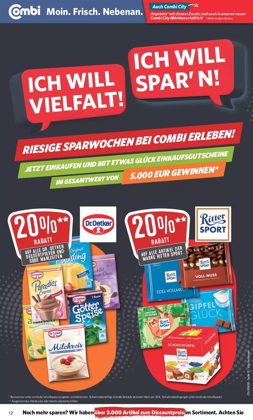 Aktueller Prospekt Combi - Prospekte - von 21.02 bis 26.02.2022 - strona 12 - produkty: angebot, angebote, discount, eis, gutschein, gutscheine, reis, ritter, ritter sport, Sport, Ti