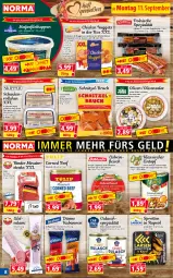 Gazetka promocyjna Norma - Norma - Gazetka - ważna od 18.09 do 18.09.2023 - strona 8 - produkty: auer, Becher, beef, Berger, chicken nuggets, corned beef, creme, curry, dip, Edelsalami, eintopf, eis, erbsen, filet, fisch, fleisch, fleischsalat, Geflügel, grüne oliven, gulasch, Hähnchenfleisch, HP, hühner, kabanos, Käse, kräuter, kühlregal, leine, linsen, linsen-eintopf, marinade, matjes, Matjesfilet, meerrettich, natur, nuggets, olive, oliven, rapsöl, regal, Rettich, rind, rinder, salami, salat, schinken, schnitzel, Schnitzel-Bruch, schwein, Speck, Spezi, Sprotten, steak, steaks, suppe, suppen, Ti, topf, weichkäse, wein, würfel, wurst, ZTE