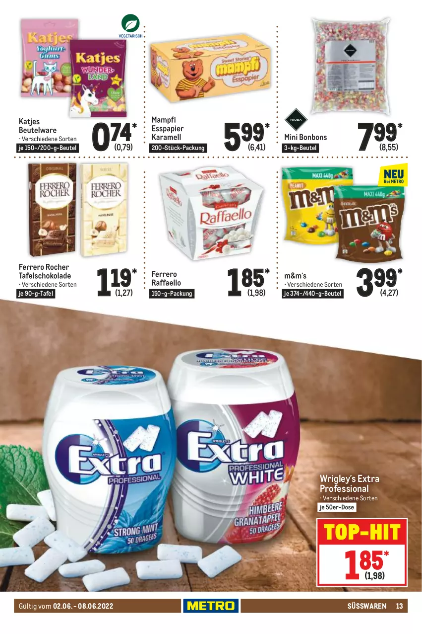 Aktueller Prospekt Metro - Food - von 02.06 bis 08.06.2022 - strona 13 - produkty: beutel, bonbons, ferrero, Ferrero Rocher, karamell, katjes, mam, papier, raffaello, schoko, schokolade, süsswaren, tafelschokolade, Ti, top-hit