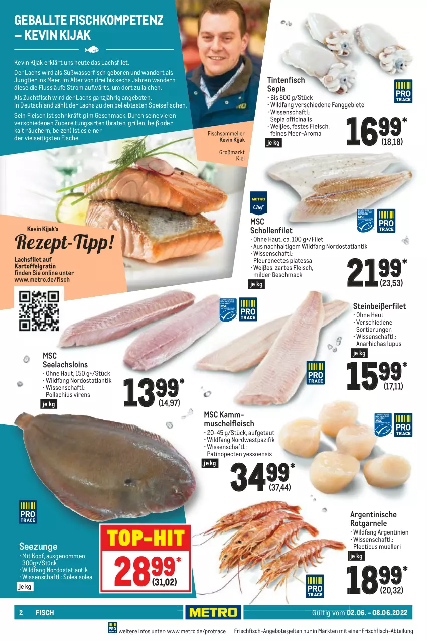 Aktueller Prospekt Metro - Food - von 02.06 bis 08.06.2022 - strona 2 - produkty: Abtei, angebot, angebote, ball, braten, cin, eis, elle, filet, fisch, fische, fleisch, frischfisch, grill, Heu, kartoffel, lachs, lachsfilet, LG, mac, Metro, scholl, Steinbeißer, Steinbeißerfilet, Ti, top-hit, wasser, Wild