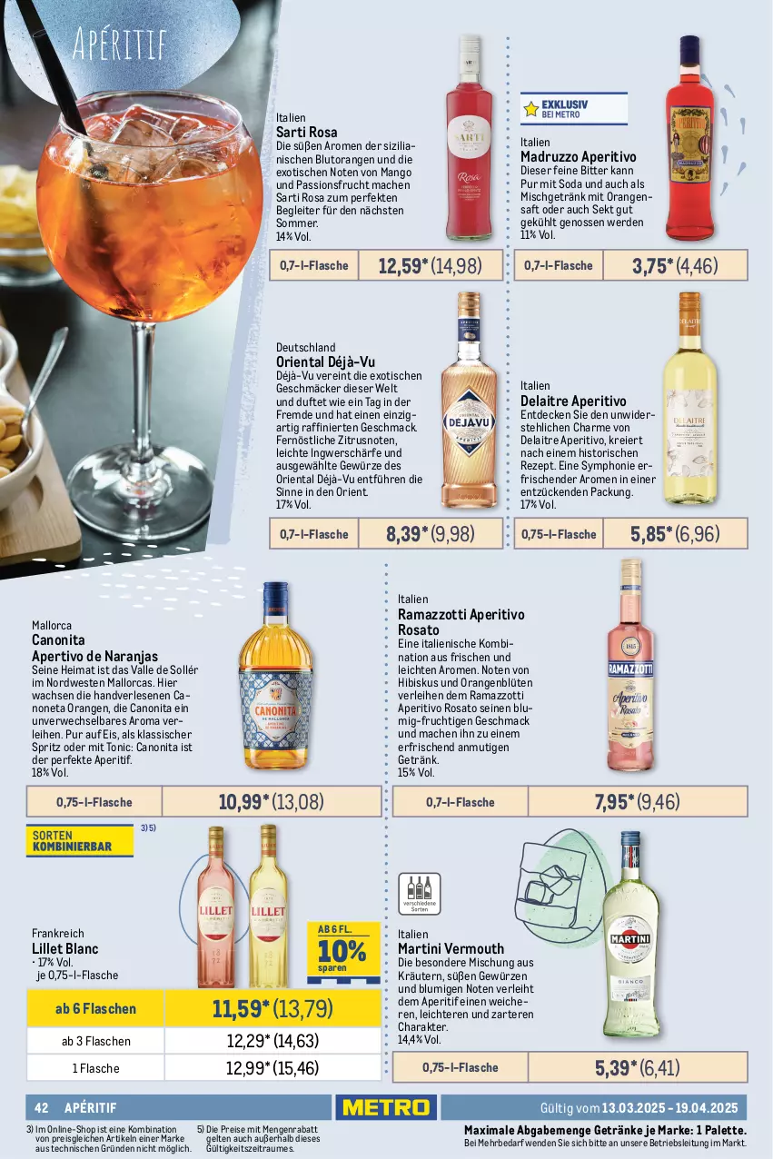 Aktueller Prospekt Metro - Erlesene Tropfen Spezial - von 13.03 bis 19.04.2025 - strona 42 - produkty: alkohol, aperitif, aperitivo rosato, Bergamotte, Blüte, Blutorange, brita, canon, Cap, captain morgan, citrus, decke, dry gin, eier, eis, ente, erde, flasche, frucht, getränk, getränke, gewürz, gin, gordon, Gordon’s, ingwer, kräuter, kräutern, lillet, limette, limo, london dry, london dry gin, Lusti, mac, mandarine, mango, martini, Mett, Nuance, nuss, ohne alkohol, orange, orangen, orangensaft, Palette, passionsfrucht, rama, ramazzott, ramazzotti, reis, rezept, Ria, ring, rosato, rwe, saft, Schal, Schale, sekt, Soda, Tanqueray, Ti, tisch, tonic, Vermouth, Weste, zitrone, zitronen, zott, zucker