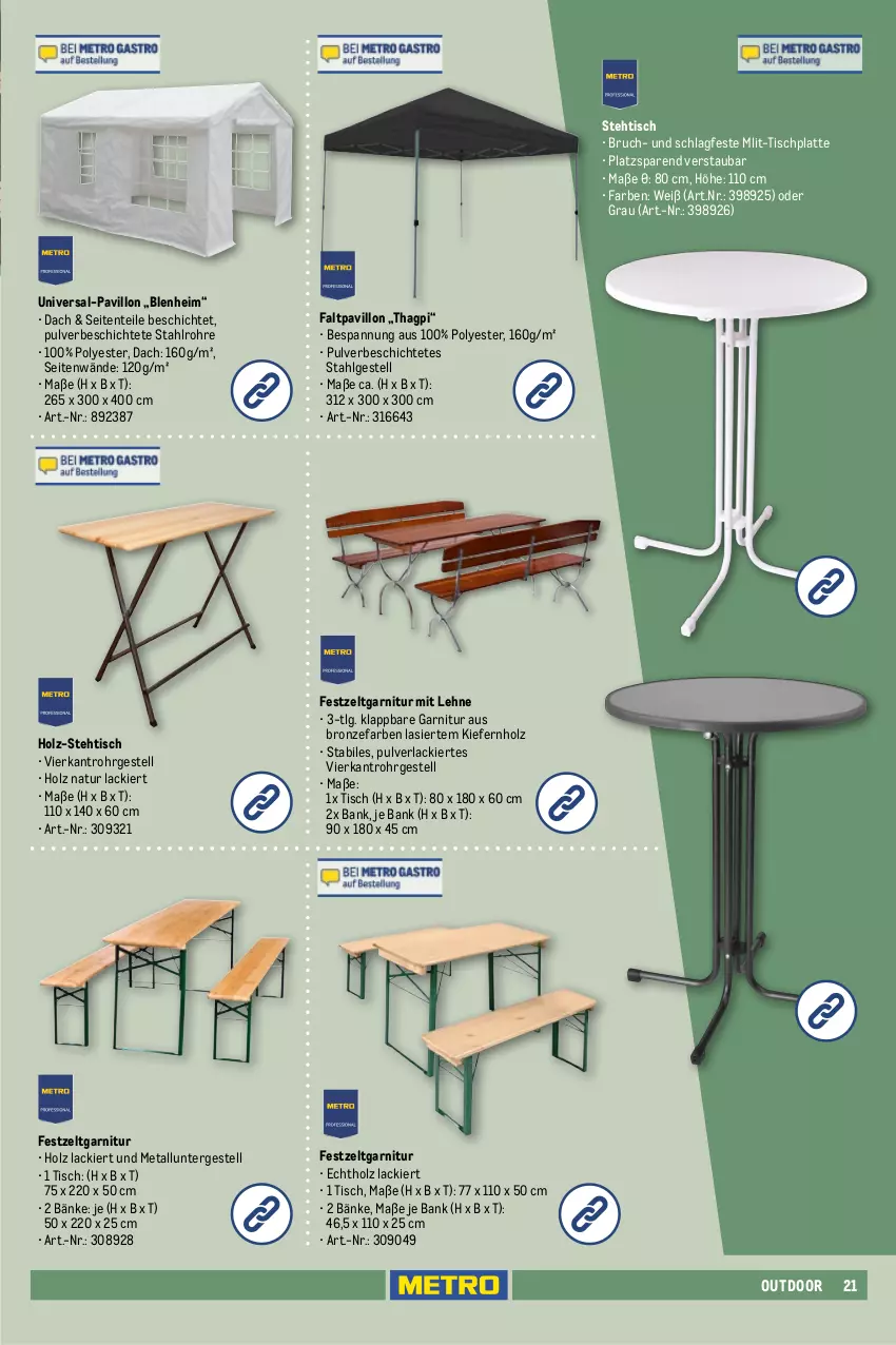 Aktueller Prospekt Metro - Feiern wie die Profis - von 03.06 bis 27.07.2024 - strona 21 - produkty: Bank, bratpfanne, briketts, edelstahl, ente, Faltpavillon, garnitur, grill, grillfläche, grillrost, Holz, holzkohle, HP, lack, latte, LG, maille, Metro, metro gastro, natur, pavillon, pfanne, sac, sattel, schlauch, schutzhülle, Ti, tisch, tischplatte, Wanne, Windschutz, Zelt