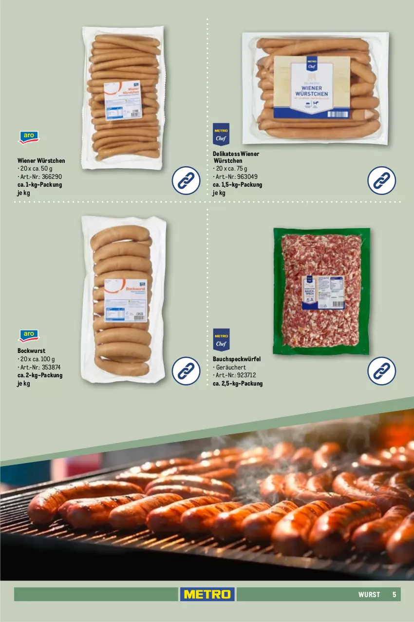 Aktueller Prospekt Metro - Feiern wie die Profis - von 03.06 bis 27.07.2024 - strona 5 - produkty: auer, Bau, bockwurst, bratwurst, curry, Geflügel, krakauer, ring, rostbratwurst, Speck, thüringer rostbratwurst, wiener, wiener würstchen, würfel, wurst, würstchen