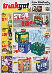 Gazetka promocyjna Trinkgut - Gazetka - ważna od 23.04 do 23.04.2022 - strona 1 - produkty: Alwa, asti, bier, deit, deka, deutschlandcard, eis, ente, erde, Fernet, flasche, glasflasche, irish whiskey, jameson, LG, limo, limonade, limonaden, mineralwasser, reis, steiner, Ti, uhr, vilsa, wasser, whiskey