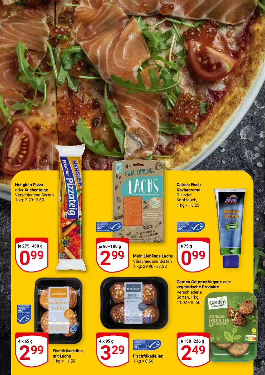 Aktueller Prospekt Globus - Prospekte - von 13.02 bis 18.02.2023 - strona 2 - produkty: creme, dell, elle, ente, fisch, frikadellen, garden gourmet, henglein, knoblauch, kuchen, lachs, pizza, Vegeta