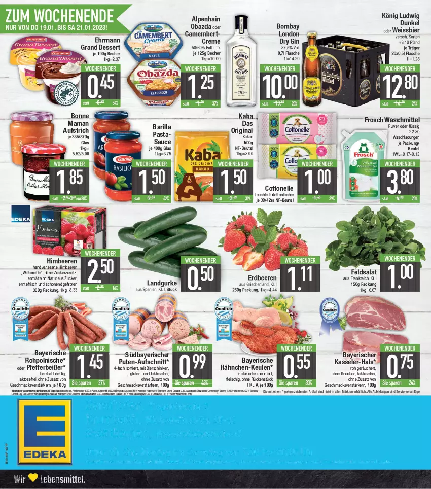 Aktueller Prospekt E Center - Angebote der Woche - von 16.01 bis 21.01.2023 - strona 24 - produkty: aufschnitt, aufstrich, barilla, beere, beeren, beutel, bier, bierschinken, cottonelle, deka, eis, elle, fleisch, Frosch, gin, himbeer, himbeere, himbeeren, HP, kakao, kasseler, mac, mam, Mett, natur, pasta, pfeffer, Pfefferbeißer, pute, sauce, schinken, Ti, toilettentücher, tücher, zucker