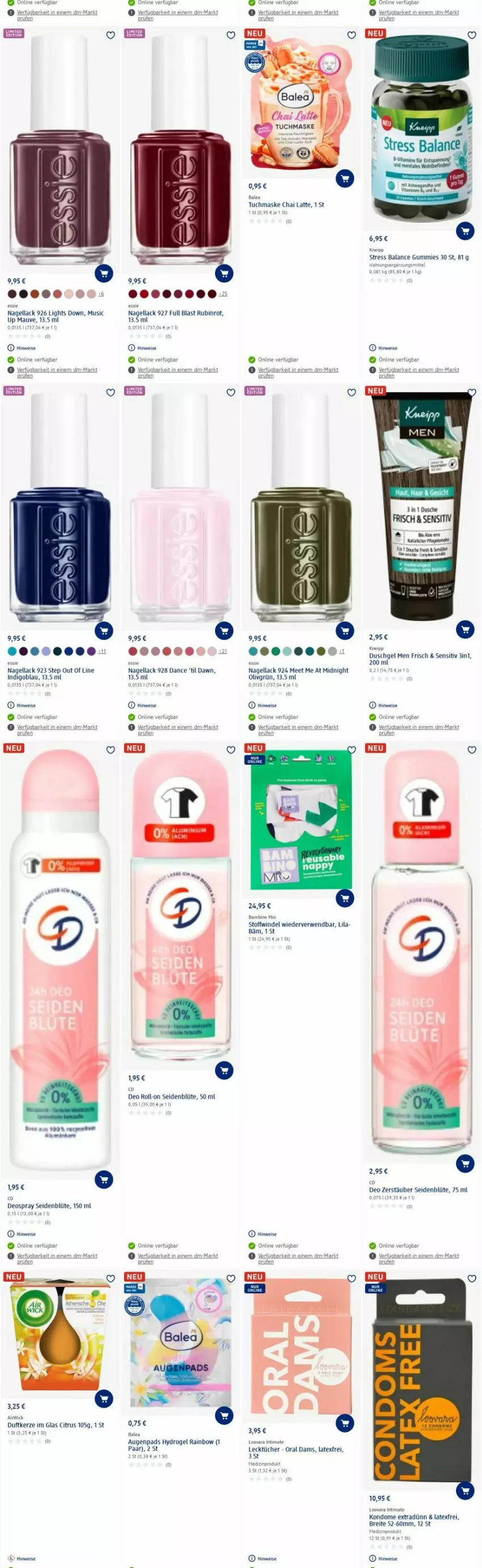 Aktueller Prospekt Dm Drogerie - Prospekte - von 11.09 bis 20.09.2023 - strona 20 - produkty: Blüte, Brei, citrus, deo, deo roll-on, deospray, Duftkerze, dusche, duschgel, eier, eis, kerze, kneipp, Kondome, lack, latte, Maske, Nagellack, roll-on, Rubin, rwe, Ti, tuc, tücher, tuchmaske