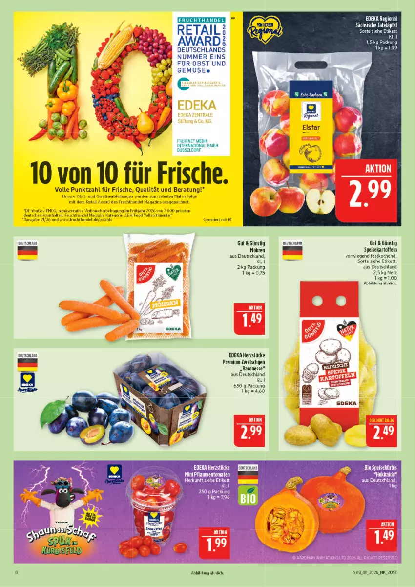 Aktueller Prospekt Marktkauf - Prospekt - von 27.09 bis 03.10.2026 - strona 8 - produkty: deka, eis, ente, frucht, gemuse, kartoffel, kartoffeln, LG, magazin, möhren, obst, Rauch, speisekartoffeln, Ti, und gemüse, Yo