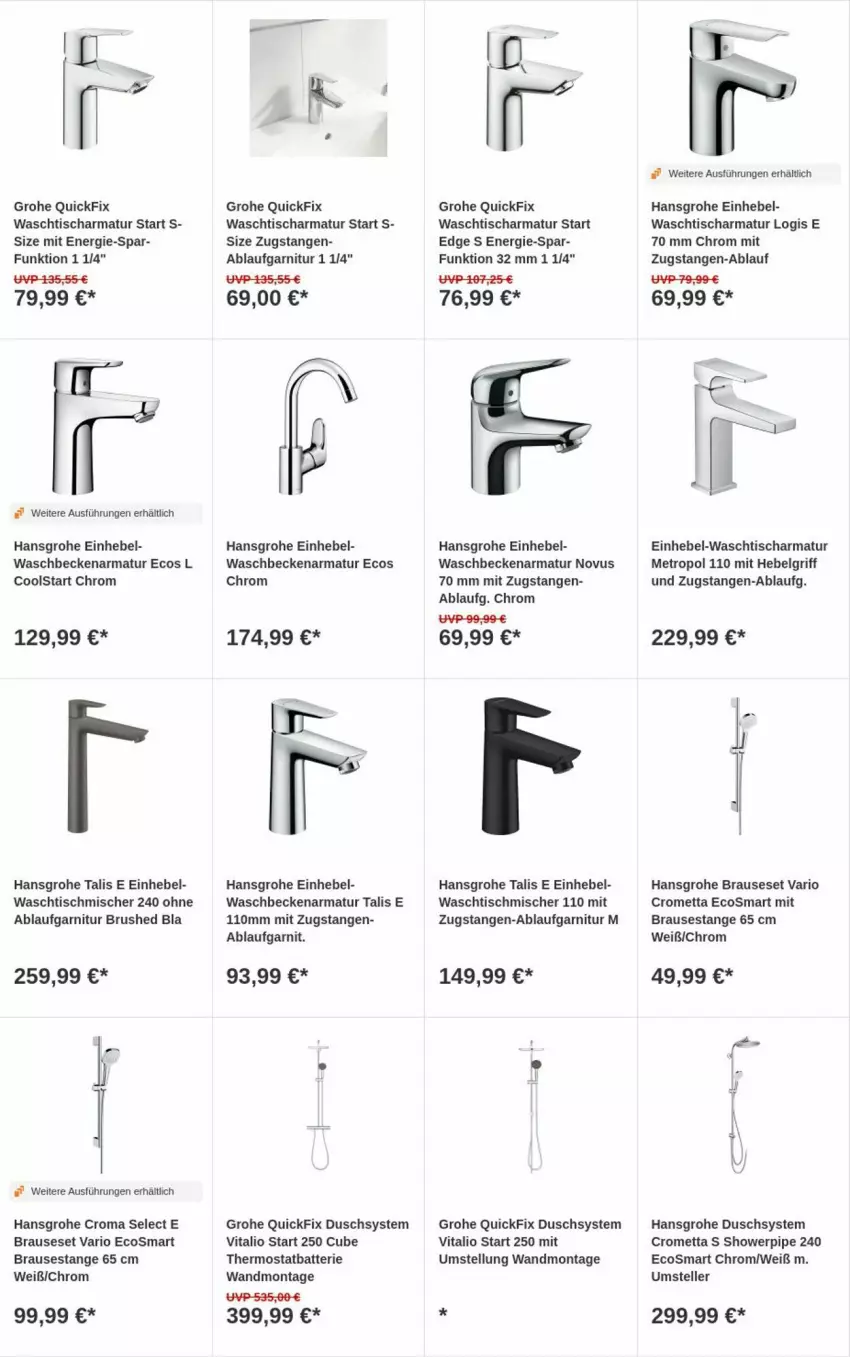 Aktueller Prospekt Obi - Prospekte - von 16.07 bis 24.07.2024 - strona 6 - produkty: armatur, batterie, brause, elle, garnitur, grohe, hansgrohe, LG, Metro, Mett, teller, thermostat, Ti, tisch, vita, waschbecken, waschtisch, waschtischarmatur