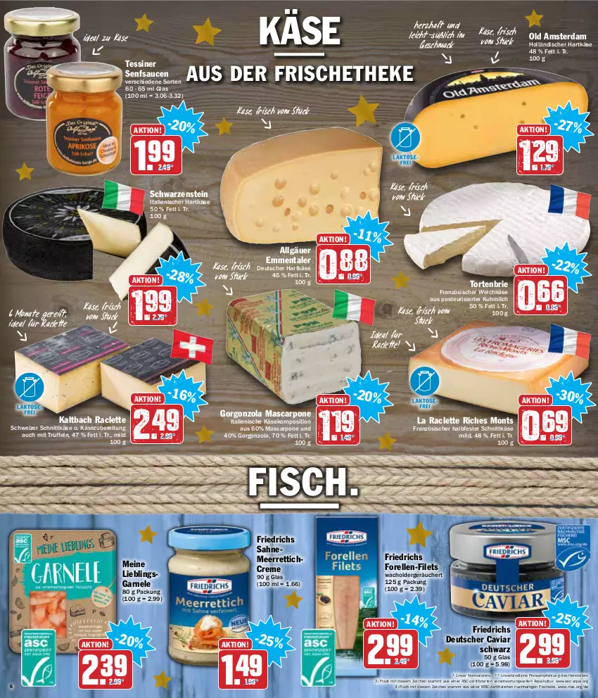 Aktueller Prospekt Aez - Prospekte - von 20.12 bis 24.12.2021 - strona 6 - produkty: aqua, brie, Caviar, creme, eis, elle, emmentaler, filet, filets, fisch, fische, Fischer, forelle, französischer weichkäse, gorgonzola, halbfester schnittkäse, hartkäse, italienischer hartkäse, Käse, LG, mac, mascarpone, meerrettich, milch, Old Amsterdam, reis, rel, Rettich, sahne, sauce, saucen, Schere, schnittkäse, schweizer schnittkäse, senf, teller, Ti, torte, Trüffel, weichkäse