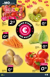Gazetka promocyjna Netto - Angebote ab Montag - Gazetka - ważna od 08.01 do 08.01.2022 - strona 4 - produkty: kiwi, möhren, paprika, paprika rot, Pink Lady, spitzkohl, Ti