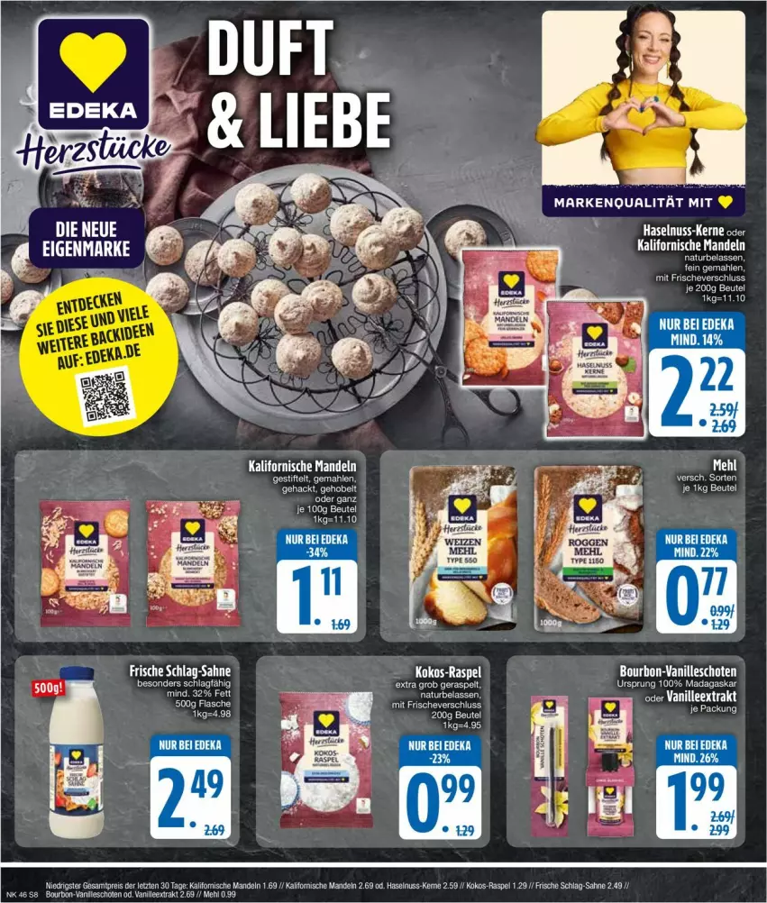 Aktueller Prospekt Edeka - Prospekte - von 11.11 bis 16.11.2024 - strona 10 - produkty: beutel, bourbon, eis, haselnuss, kokos, mandel, mandeln, mehl, natur, nuss, reis, sahne, stifte, Ti, vanille, ZTE