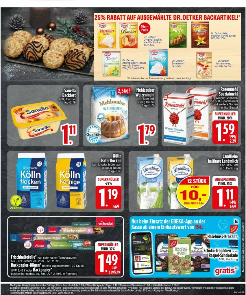 Aktueller Prospekt Edeka - Prospekte - von 11.11 bis 16.11.2024 - strona 11 - produkty: eis, ente, erde, finesse, frischhaltefolie, haselnuss, landmilch, mehl, milch, nuss, reis, schoko, schokolade, Spezi, tee, Ti, type 405, zucker