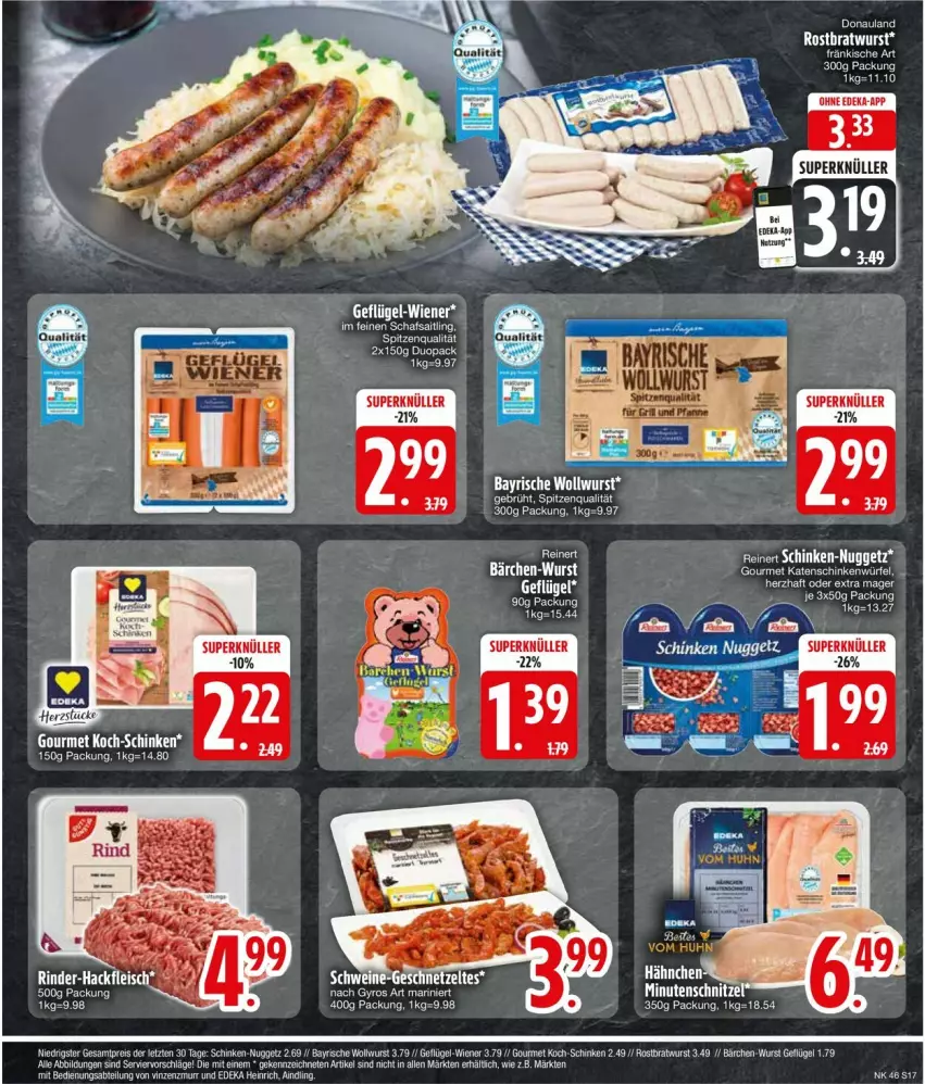 Aktueller Prospekt Edeka - Prospekte - von 11.11 bis 16.11.2024 - strona 19 - produkty: Abtei, bratwurst, eis, katenschinken, reis, rostbratwurst, schinken, spitzenqualität, tee, würfel, wurst, ZTE