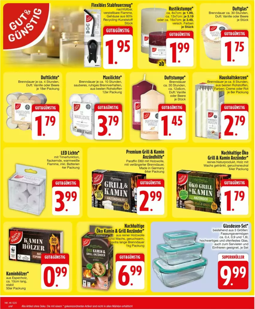 Aktueller Prospekt Edeka - Prospekte - von 11.11 bis 16.11.2024 - strona 22 - produkty: anzünder, auer, batterie, batterien, beere, Clin, creme, Feuerzeug, Germ, getränk, grill, Holz, Kamin, kerze, lack, Lacke, lamm, natur, Ofen, Ti, timer, vanille, wolle