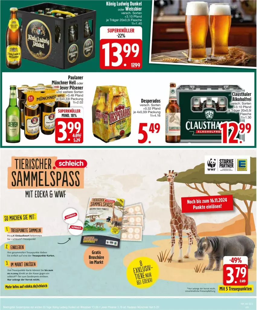 Aktueller Prospekt Edeka - Prospekte - von 11.11 bis 16.11.2024 - strona 25 - produkty: beko, deka, desperados, eis, jever, jever pilsener, mac, Paula, paulaner, pils, pilsener, reis, Schleich, Ti