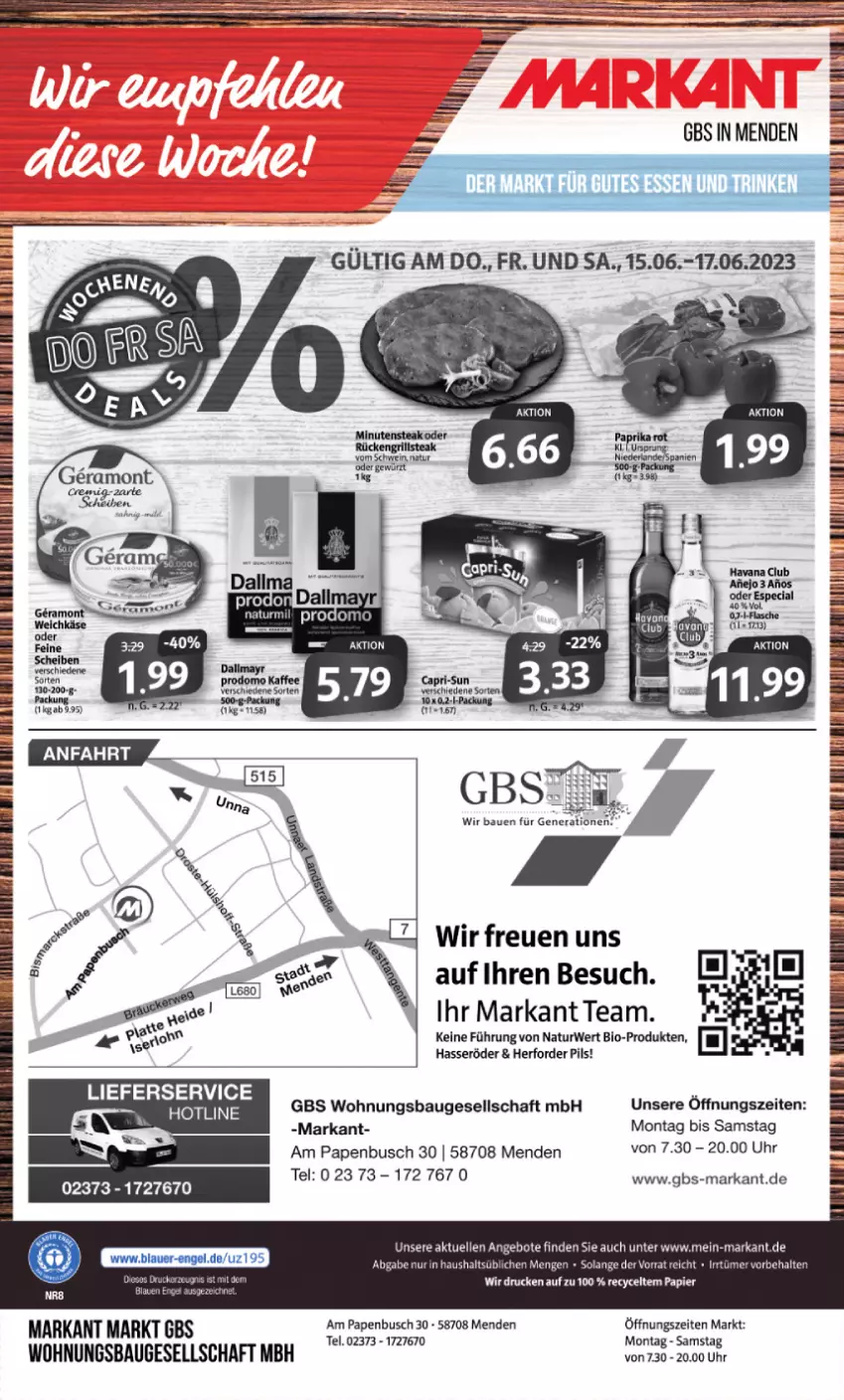 Aktueller Prospekt Markant - Prospekte - von 12.06 bis 17.06.2023 - strona 12 - produkty: angebot, angebote, Bau, Bebe, bio, brot, elle, ente, gewürz, hasseröder, natur, pils, rwe, schwein, steak, Ti, uhr, wein