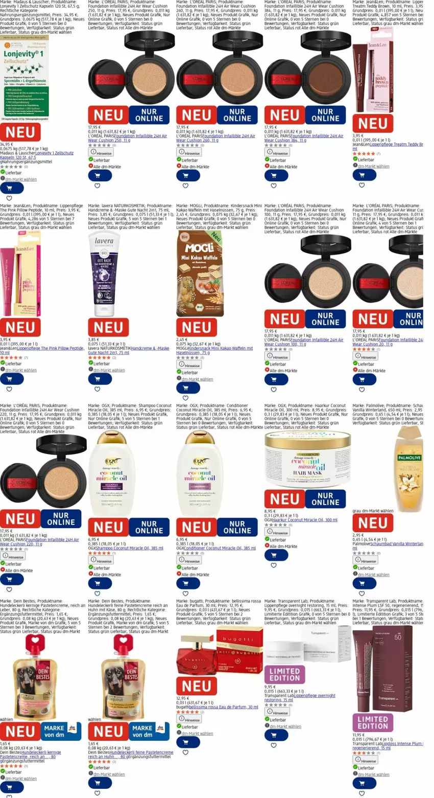 Aktueller Prospekt Dm Drogerie - Prospekte - von 08.12 bis 17.12.2025 - strona 16 - produkty: Bad, bugatti, coconut, creme, Eau de parfum, eier, eis, handcreme, kakao, Käse, Kinder, kosmetik, l'oreal, lavera, LG, Lipgloss, Lippenpflege, loreal, Maske, natur, naturkosmetik, olive, palmolive, parfum, pastete, reis, ring, schaumbad, shake, shampoo, sim, snack, tee, Ti, waffeln