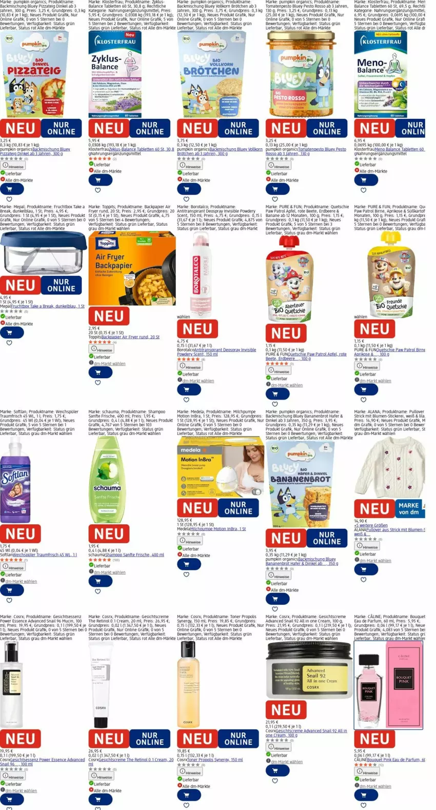 Aktueller Prospekt Dm Drogerie - Prospekte - von 08.12 bis 17.12.2025 - strona 27 - produkty: Antitranspirant, apfel, aprikose, backmischung, banane, bananen, beere, bio, blume, blumen, Borotalco, brot, brötchen, cin, creme, deo, deospray, Eau de parfum, eis, erdbeere, frucht, Gesichtscreme, hafer, HP, korn, LG, milch, papier, parfum, Paw Patrol, pesto, pizza, Pizzateig, pril, Propolis, Pullover, reis, schauma, shampoo, Softlan, tablet, tablett, Tablette, Ti, tomate, tomaten, Toner, toppits, uhu, weichspüler, wein, Yo