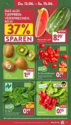 Gazetka promocyjna Aldi Nord - Von Montag - Gazetka - ważna od 15.06 do 15.06.2024 - strona 29 - produkty: aldi, angebot, beutel, bio, datteltomaten, eis, Elan, kiwi, melone, radieschen, reis, Schal, Schale, spinat, Ti, tomate, tomaten, trolli, wasser, wassermelone, zespri, ZTE