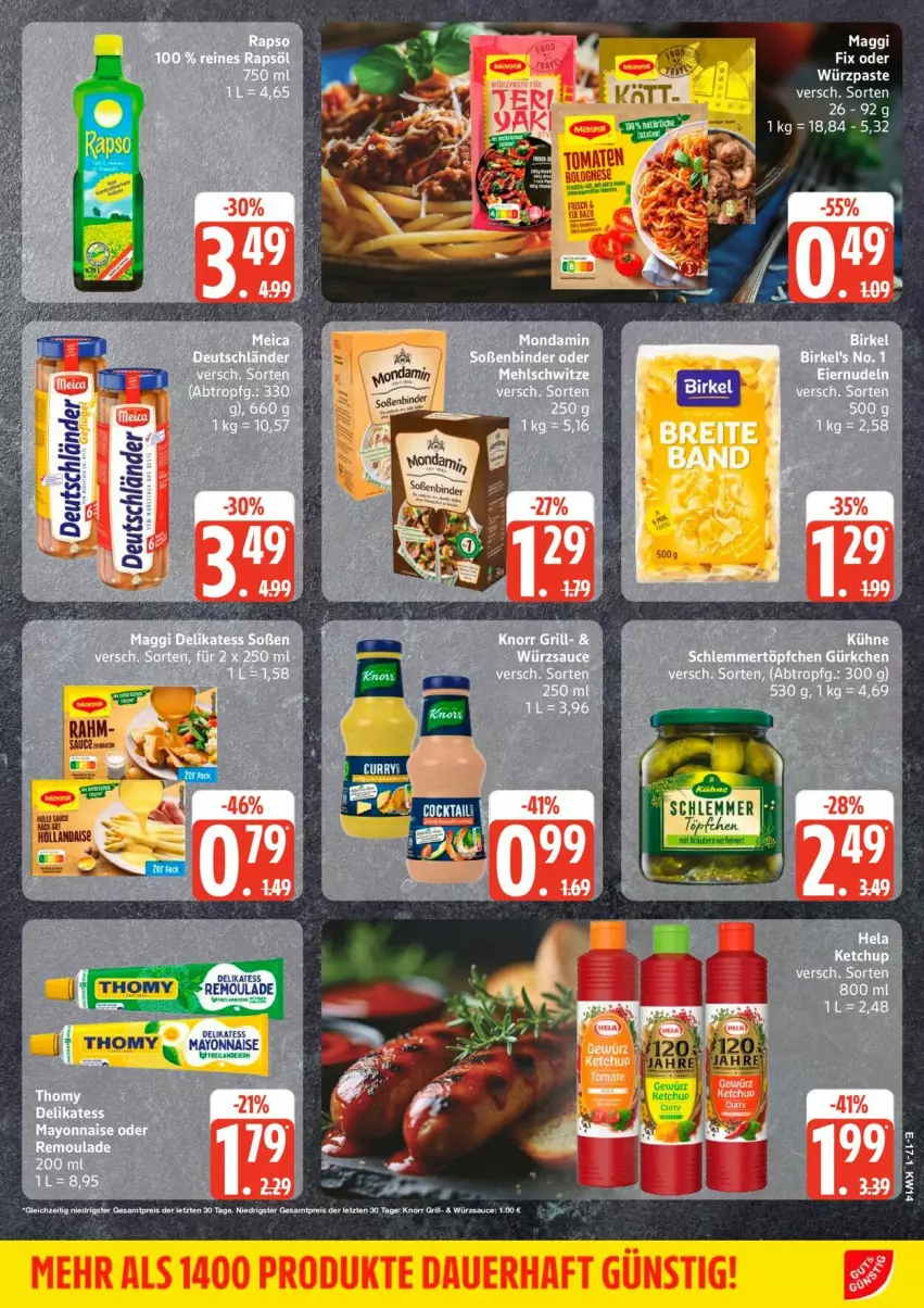 Aktueller Prospekt Edeka - Prospekte - von 30.03 bis 04.04.2026 - strona 20 - produkty: birkel, eis, ente, grill, knorr, LG, maggi, mayonnaise, mehl, mondamin, reis, remoulade, sauce, thomy, Ti, würzsauce, Yo, ZTE
