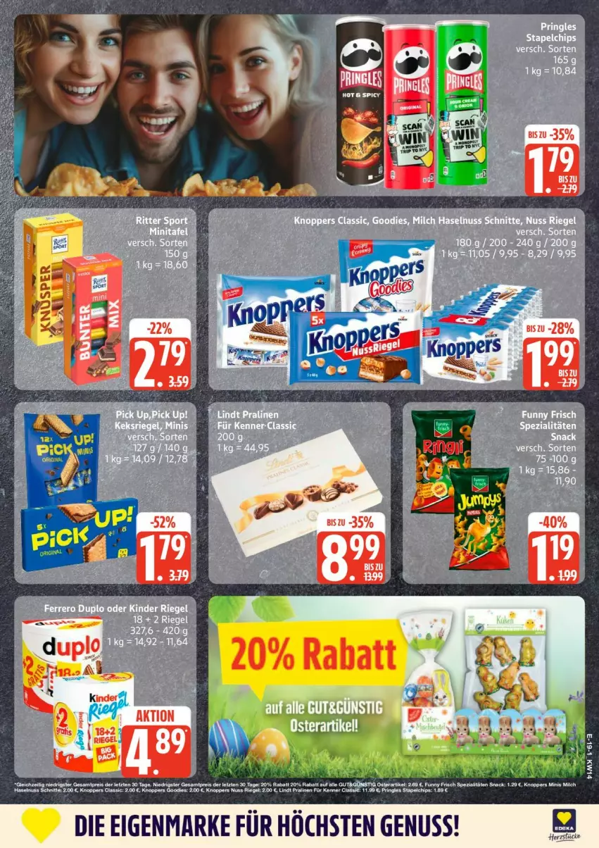 Aktueller Prospekt Edeka - Prospekte - von 30.03 bis 04.04.2026 - strona 22 - produkty: chips, Funny Frisch, nuss, pringles, riegel, ring, snack