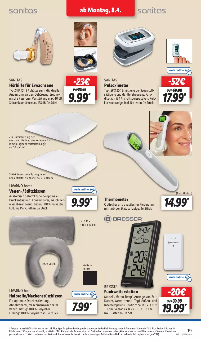 Aktueller Prospekt Lidl - Aktionsprospekt - von 08.04 bis 13.04.2024 - strona 23 - produkty: angebot, auer, batterie, batterien, coupon, dell, eis, elle, ente, kissen, Mode, nackenstützkissen, Persona, reis, thermometer, Ti, tisch, Wetterstation