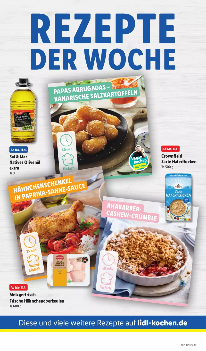 Aktueller Prospekt Lidl - Aktionsprospekt - von 08.04 bis 13.04.2024 - strona 55 - produkty: buch, Cashew, eis, Frische Hähnchen, hafer, haferflocken, HP, inklusivleistungen, kartoffel, kartoffeln, LG, natives olivenöl, olive, oliven, olivenöl, reis, rezept, rezepte, rhabarber, Ti