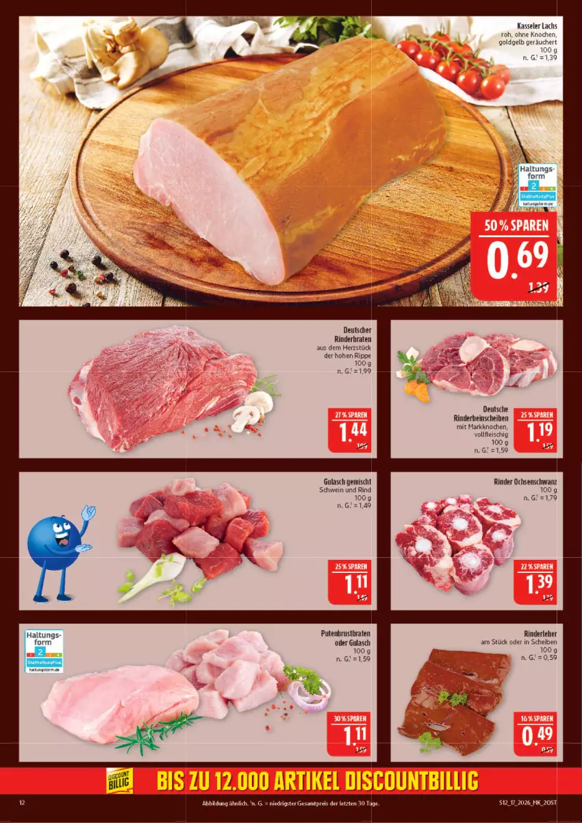 Aktueller Prospekt Marktkauf - Prospekt - von 19.04 bis 25.04.2026 - strona 12 - produkty: braten, eis, fleisch, gulasch, kasseler, lachs, pute, reis, rind, rinder, rinderbraten, Rinderleber, schwein, schwein und rind, Ti, wein, ZTE
