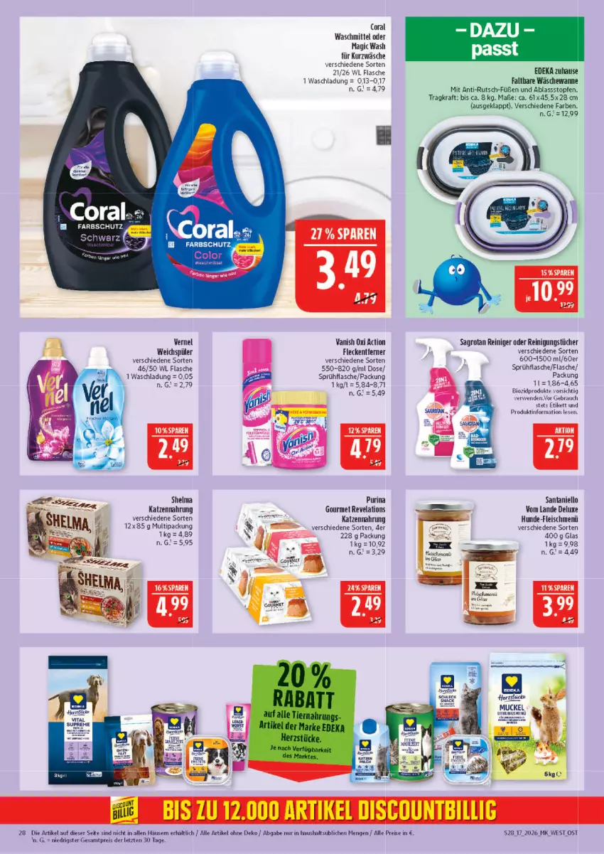 Aktueller Prospekt Marktkauf - Prospekt - von 19.04 bis 25.04.2026 - strona 28 - produkty: bio, biozidprodukte, Coral, deka, eis, flasche, fleckentferner, fleisch, katzennahrung, kraft, oxi action, purina, Rauch, reiniger, Reinigung, reinigungstücher, reis, rwe, sprühflasche, Ti, topf, Topfen, tuc, tücher, vanish, vanish oxi action, vernel, Wanne, waschmittel, weichspüler, ZTE