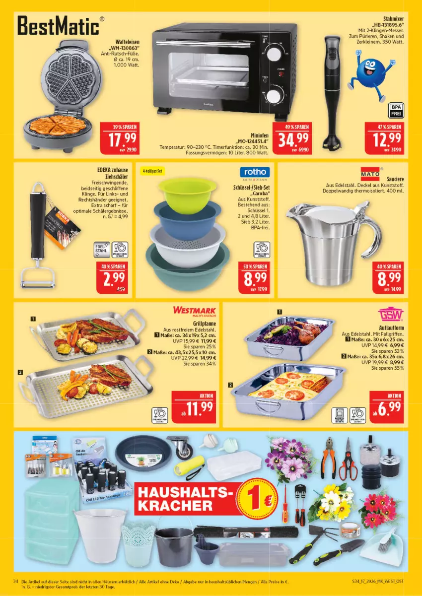 Aktueller Prospekt Marktkauf - Prospekt - von 19.04 bis 25.04.2026 - strona 34 - produkty: decke, Deckel, deka, edelstahl, eis, grill, Grillpfanne, leine, LG, mac, messer, Mixer, Ofen, pfanne, reis, schüssel, shake, Ti, timer, ZTE