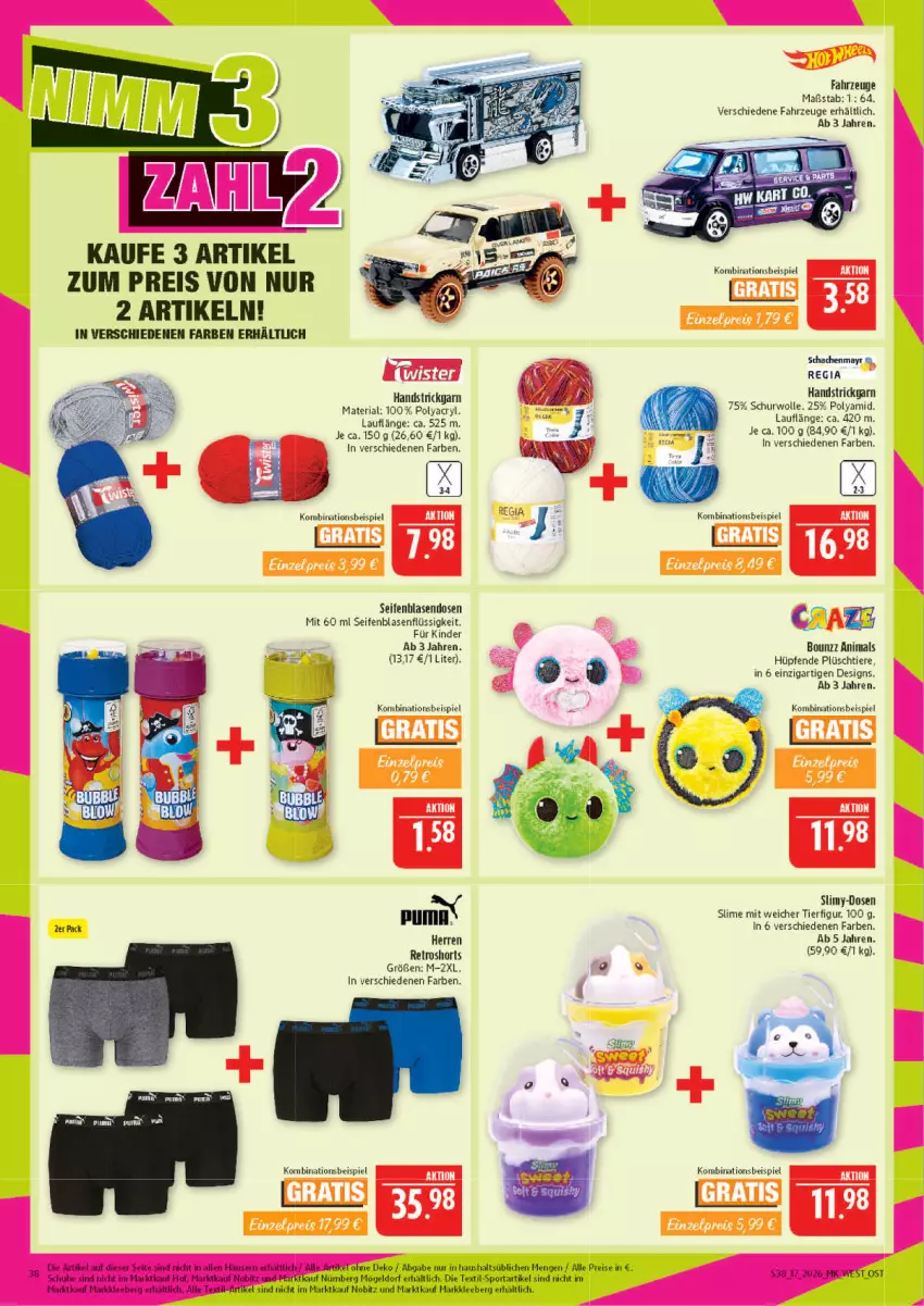 Aktueller Prospekt Marktkauf - Prospekt - von 19.04 bis 25.04.2026 - strona 38 - produkty: eis, Kinder, mac, Plüsch, puma, reis, retroshorts, Ria, schuhe, Seife, senf, shorts, Sport, Strickgarn, Ti, Tiere, wolle