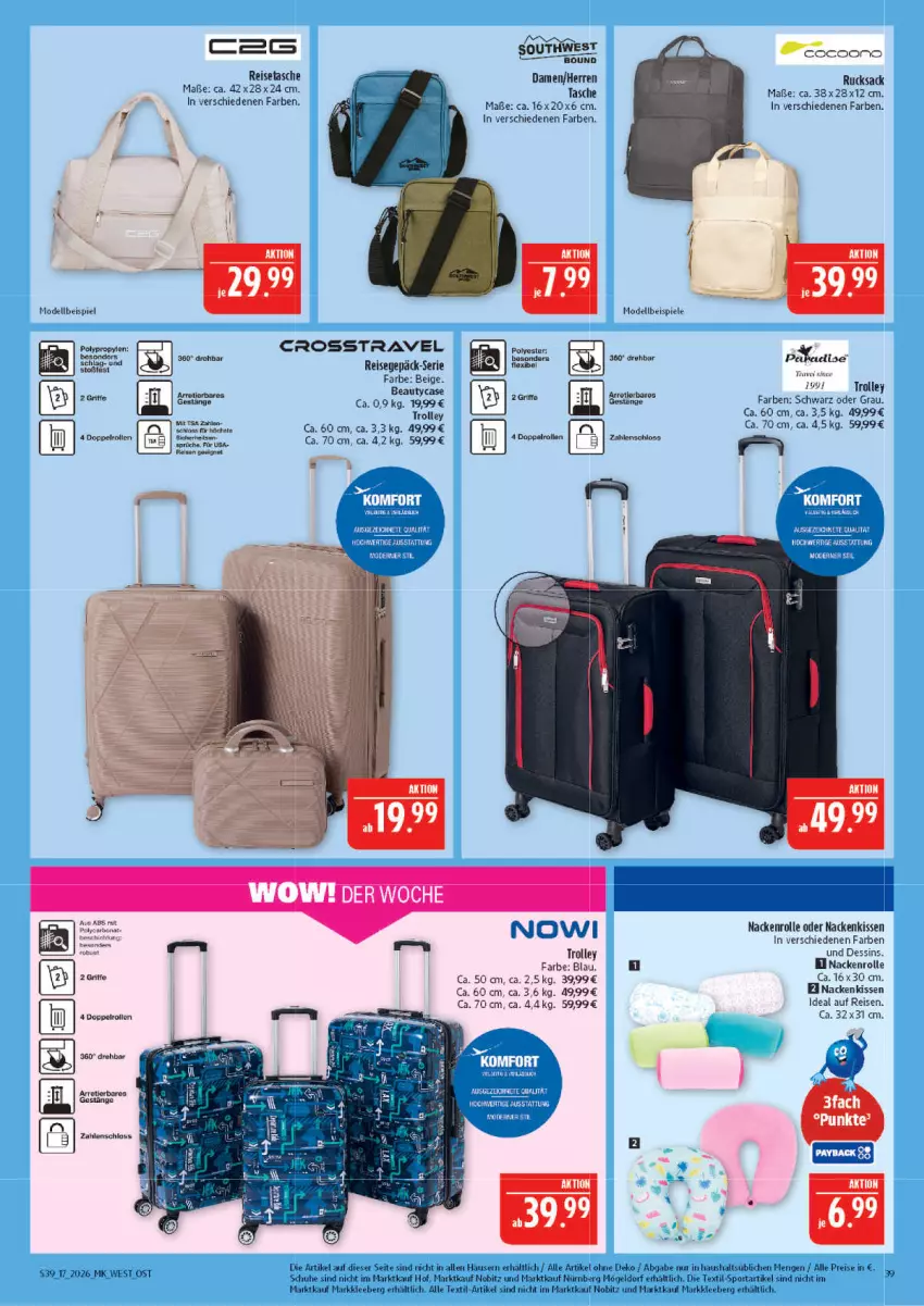 Aktueller Prospekt Marktkauf - Prospekt - von 19.04 bis 25.04.2026 - strona 39 - produkty: dell, eis, HP, kissen, Mode, nackenkissen, reis, reisetasche, rucksack, sac, schuhe, Spiele, Sport, Tasche, Ti, trolley