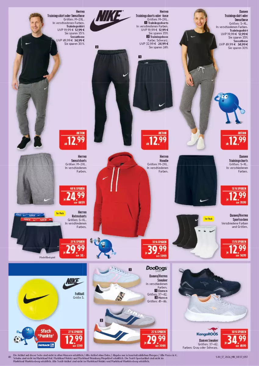 Aktueller Prospekt Marktkauf - Prospekt - von 19.04 bis 25.04.2026 - strona 40 - produkty: ball, dell, eis, Fußball, hose, Mode, reis, retroshorts, schuhe, shirt, shorts, sneaker, socken, Sport, sportsocken, Sweathose, Ti, Trainingshose