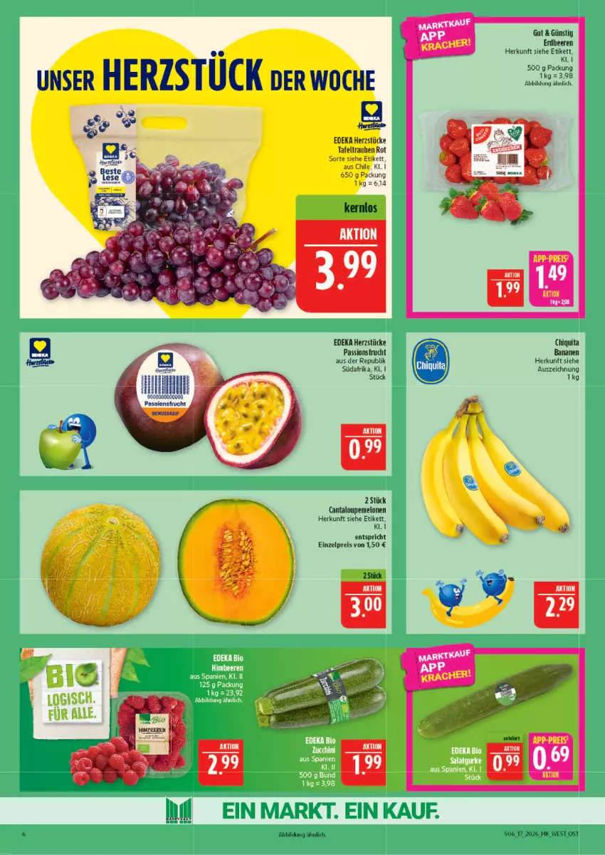 Aktueller Prospekt Marktkauf - Prospekt - von 19.04 bis 25.04.2026 - strona 6 - produkty: banane, bananen, chiquita, deka, eis, melone, melonen, reis, tafeltrauben, Ti, trauben