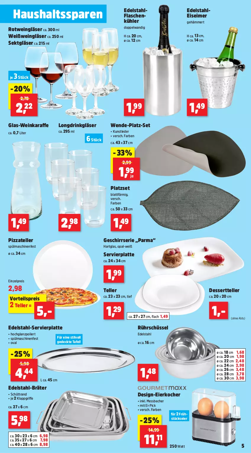 Aktueller Prospekt Thomas Philipps - von 16.12 bis 21.12.2024 - strona 5 - produkty: Becher, dessert, Dessertteller, drink, edelstahl, eier, Eierkocher, eimer, eis, elle, flasche, geschirr, Geschirrserie, Gläser, hochglanz, Karaffe, Kocher, latte, Messbecher, pizza, reis, rotwein, Rührschüssel, schüssel, sekt, spülmaschinen, teller, Ti, vorteilspreis, wein, Weingläser, Weißwein