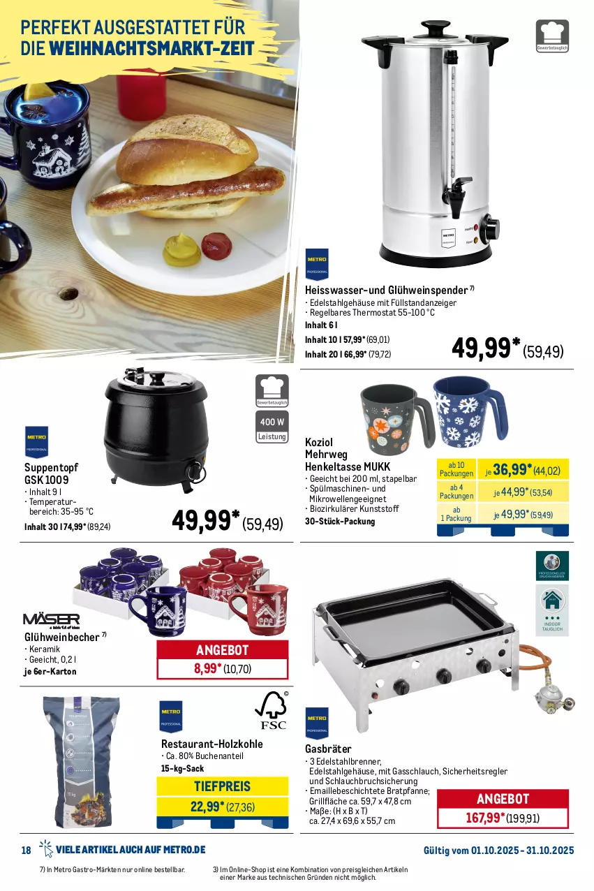 Aktueller Prospekt Metro - Monats-Menü - von 01.10 bis 31.10.2025 - strona 18 - produkty: angebot, backofen, Becher, bio, bratpfanne, buch, edelstahl, eis, elle, Gasbräter, geschirr, Glühwein, grill, grillfläche, henkel, herdarten, Holz, holzkohle, induktionskochfeld, kochfeld, leine, LG, maille, messer, Metro, metro gastro, mikrowelle, Ofen, office, pfanne, reis, ring, rwe, sac, saft, schlauch, spülmaschinen, suppe, suppen, tasse, teller, thermostat, Ti, tiefpreis, topf, wasser, wein