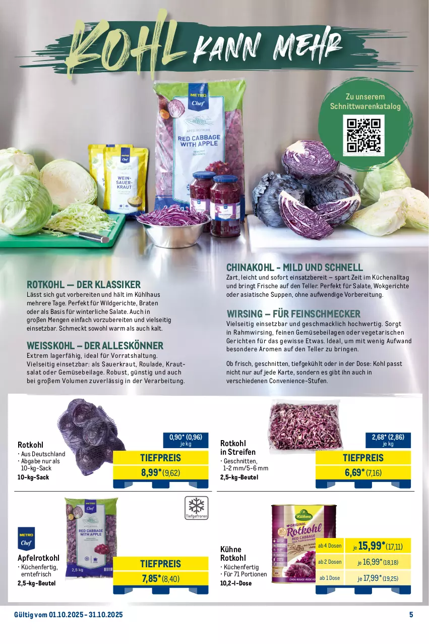Aktueller Prospekt Metro - Monats-Menü - von 01.10 bis 31.10.2025 - strona 5 - produkty: apfel, auer, balsam, Bau, beutel, bio, braten, butter, decke, eintöpfe, eis, elle, ente, feinschmecker, ilag, Kraut, kräuter, krautsalat, küche, Küchen, Kühne, Kürbis, LG, mac, Metro, Ofen, petersilie, pflanze, pflanzen, Ragout, reifen, reis, ring, rosmarin, rotkohl, sac, salat, salate, sauce, saucen, Sauerkraut, schnitten, schwein, schweine, schweinebraten, Spezi, suppe, suppen, teller, Ti, tiefpreis, tisch, Vegeta, wein, weine, Wild, Wirsing, wok