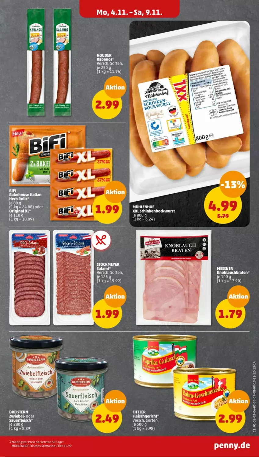 Aktueller Prospekt Penny - Prospekte - von 04.11 bis 09.11.2024 - strona 11 - produkty: auer, bockwurst, braten, eis, filet, fleisch, houdek, knoblauch, reis, salami, schinken, schwein, schweine, schweine-filet, tee, Ti, wein, weine, wurst, ZTE, zwiebel