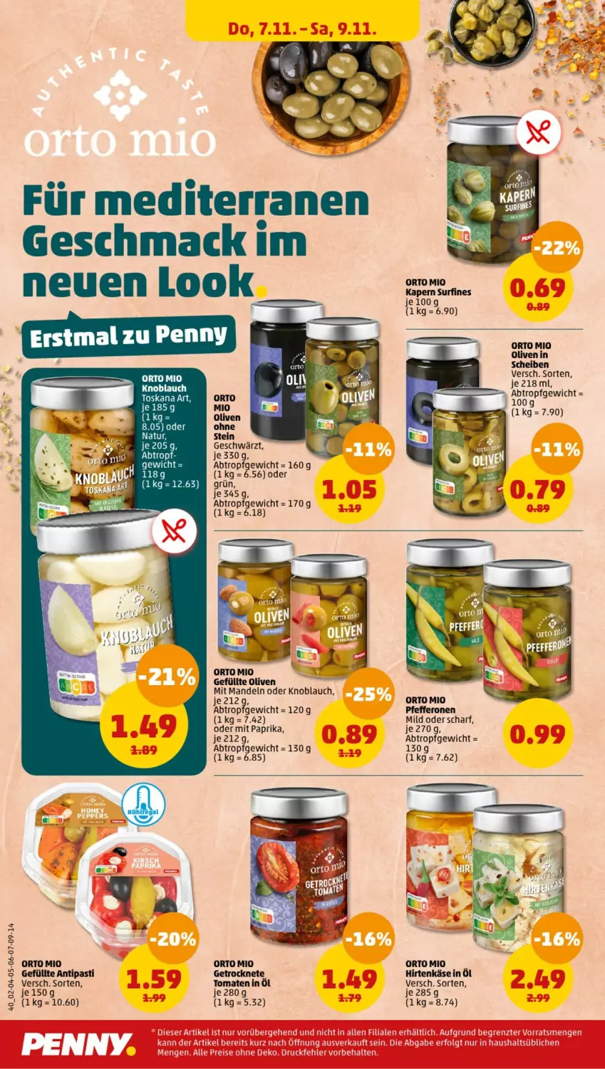 Aktueller Prospekt Penny - Prospekte - von 04.11 bis 09.11.2024 - strona 40 - produkty: antipasti, asti, Getrocknete Tomaten, hirtenkäse, Käse, knoblauch, mac, mandel, mandeln, mit paprika, natur, olive, oliven, paprika, pfeffer, pfefferonen, Surf, Ti, tomate, tomaten