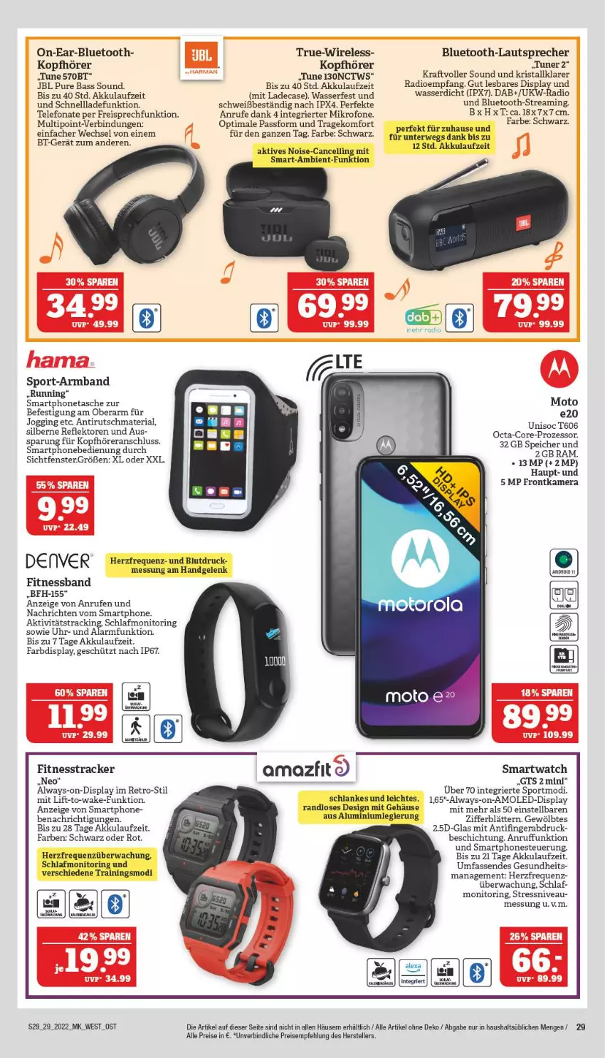 Aktueller Prospekt Marktkauf - Prospekt - von 17.07 bis 23.07.2022 - strona 29 - produkty: akku, Alwa, Always, Armband, bluetooth-lautsprecher, eis, elle, fenster, fitnesstracker, frontkamera, Gesundheit, gin, jbl, kamera, kopfhörer, kraft, lautsprecher, monitor, nivea, Radio, reis, rel, Ria, ring, rwe, schnellladefunktion, smartphone, smartphones, smartwatch, Sport, Tasche, telefon, teller, Ti, tuner, uhr, wasser