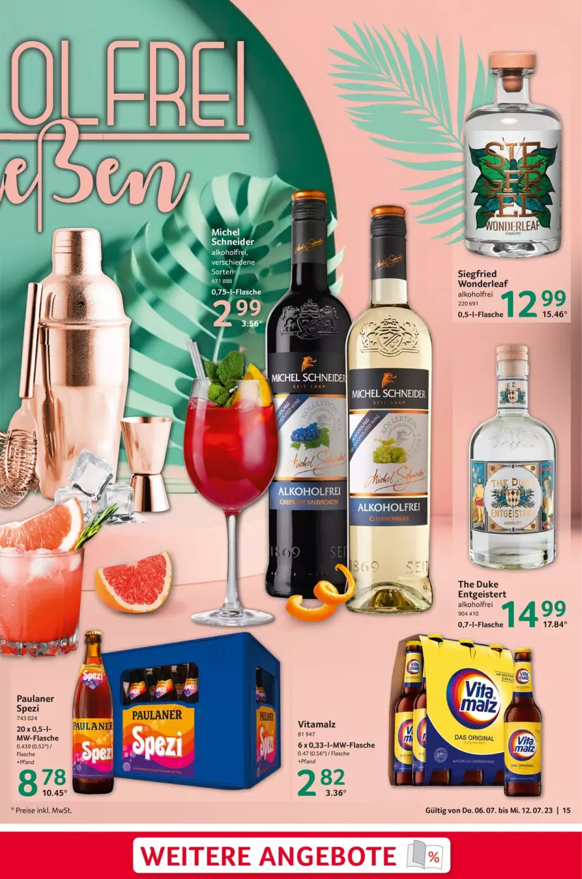 Aktueller Prospekt Selgros - Food - von 06.07 bis 12.07.2023 - strona 15 - produkty: alkohol, angebot, angebote, eis, flasche, gin, malz, mw-flasche, Paula, paulaner, reis, sauvignon, Spezi, Ti, vita, vitamalz