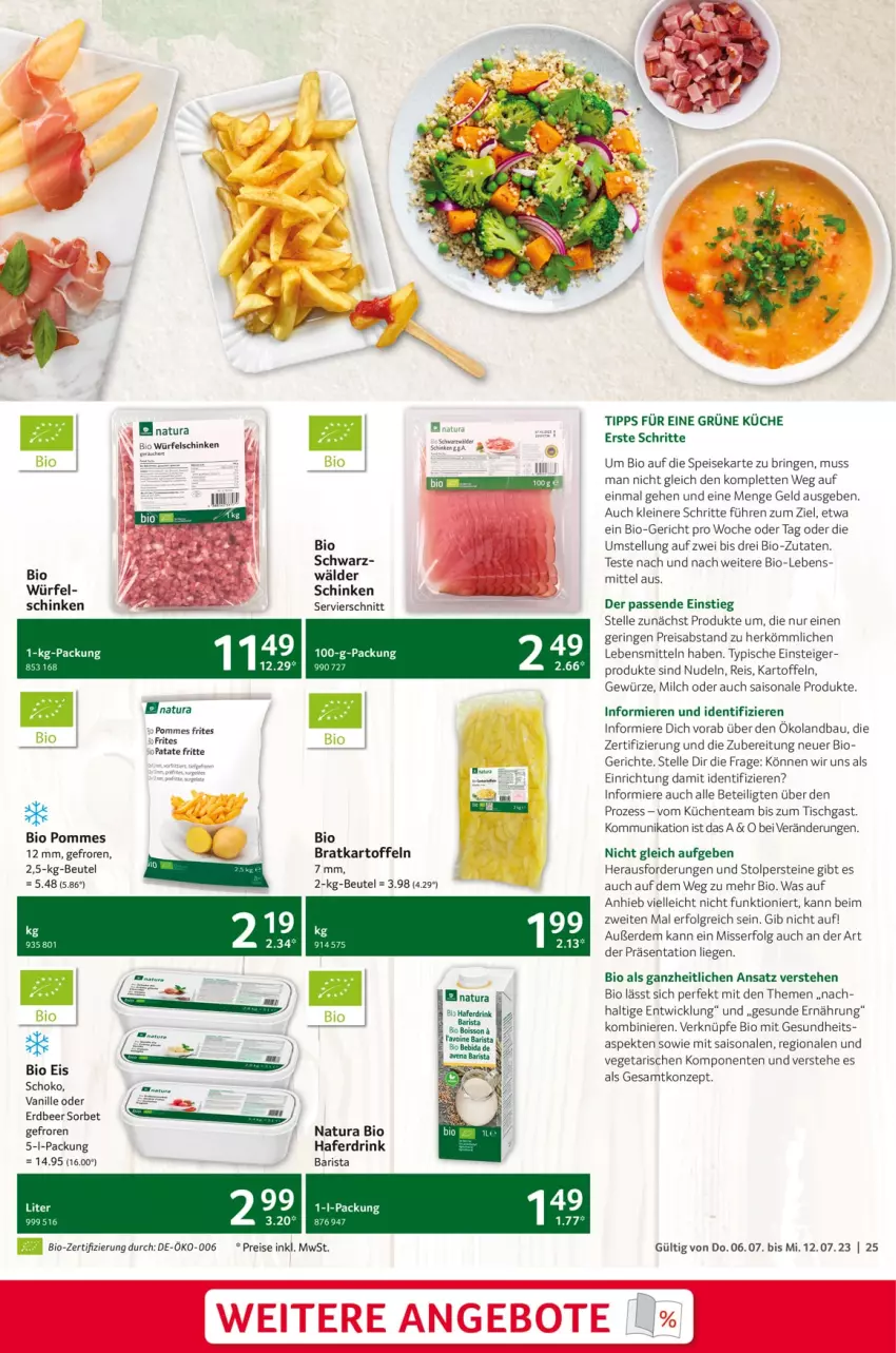 Aktueller Prospekt Selgros - Food - von 06.07 bis 12.07.2023 - strona 25 - produkty: Bau, beutel, bio, drink, eis, elle, ente, erde, Gesundheit, gewürz, hafer, Haferdrink, kartoffel, kartoffeln, küche, Küchen, lebensmittel, leine, LG, Liege, milch, natur, natura, nudel, nudeln, pommes, Pommes Frites, reis, ring, schinken, schoko, Sorbet, Ti, tisch, vanille, Vegeta, WICK, würfel