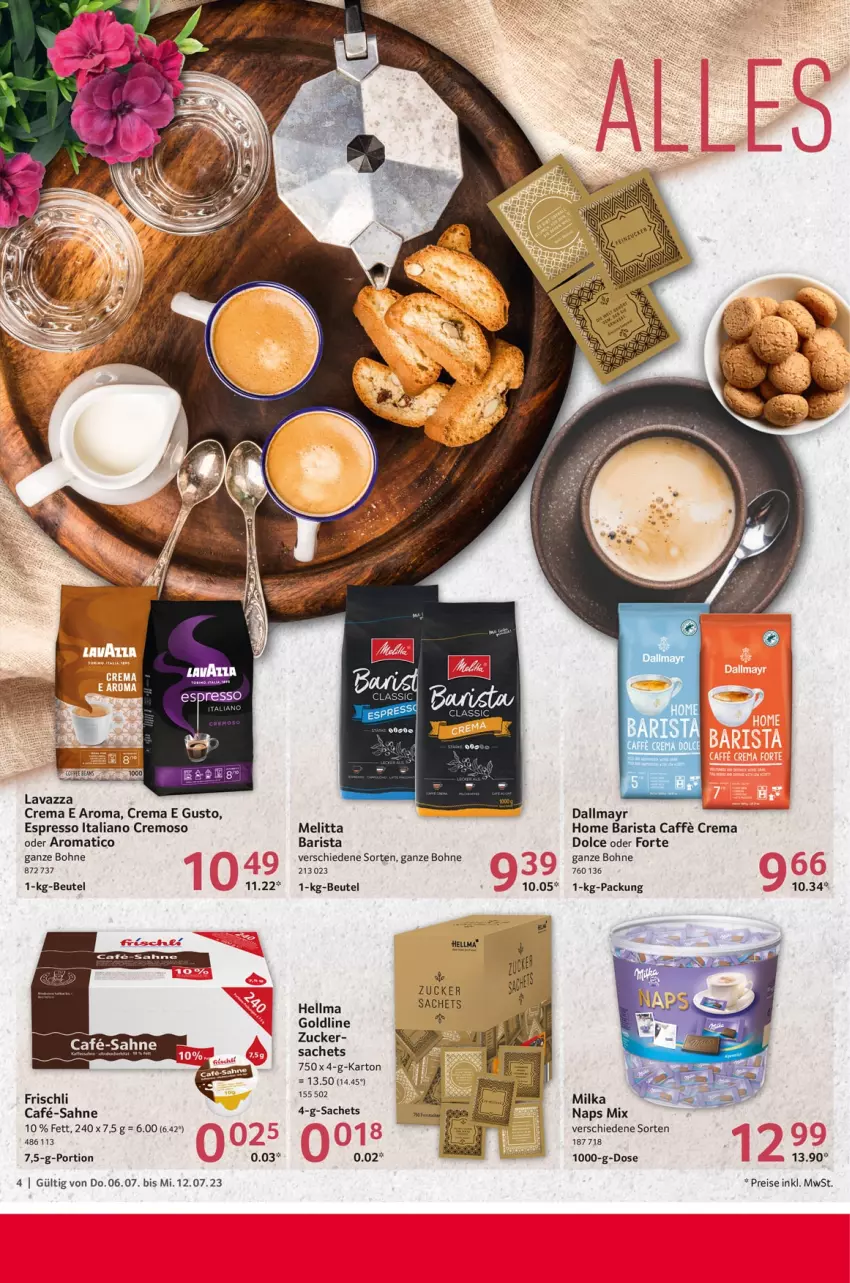 Aktueller Prospekt Selgros - Food - von 06.07 bis 12.07.2023 - strona 4 - produkty: beutel, bohne, dallmayr, eis, espresso, frischli, lavazza, melitta, milka, reis, sac, sahne, Ti, zucker