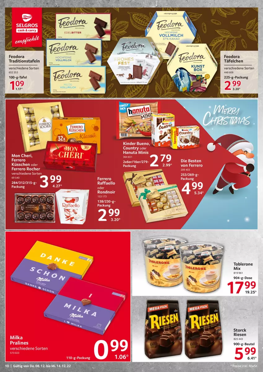 Aktueller Prospekt Selgros - Food - von 08.12 bis 14.12.2022 - strona 10 - produkty: beutel, ente, ferrero, hanuta, kakao, mac, milch, storck, Ti, toblerone, vollmilch