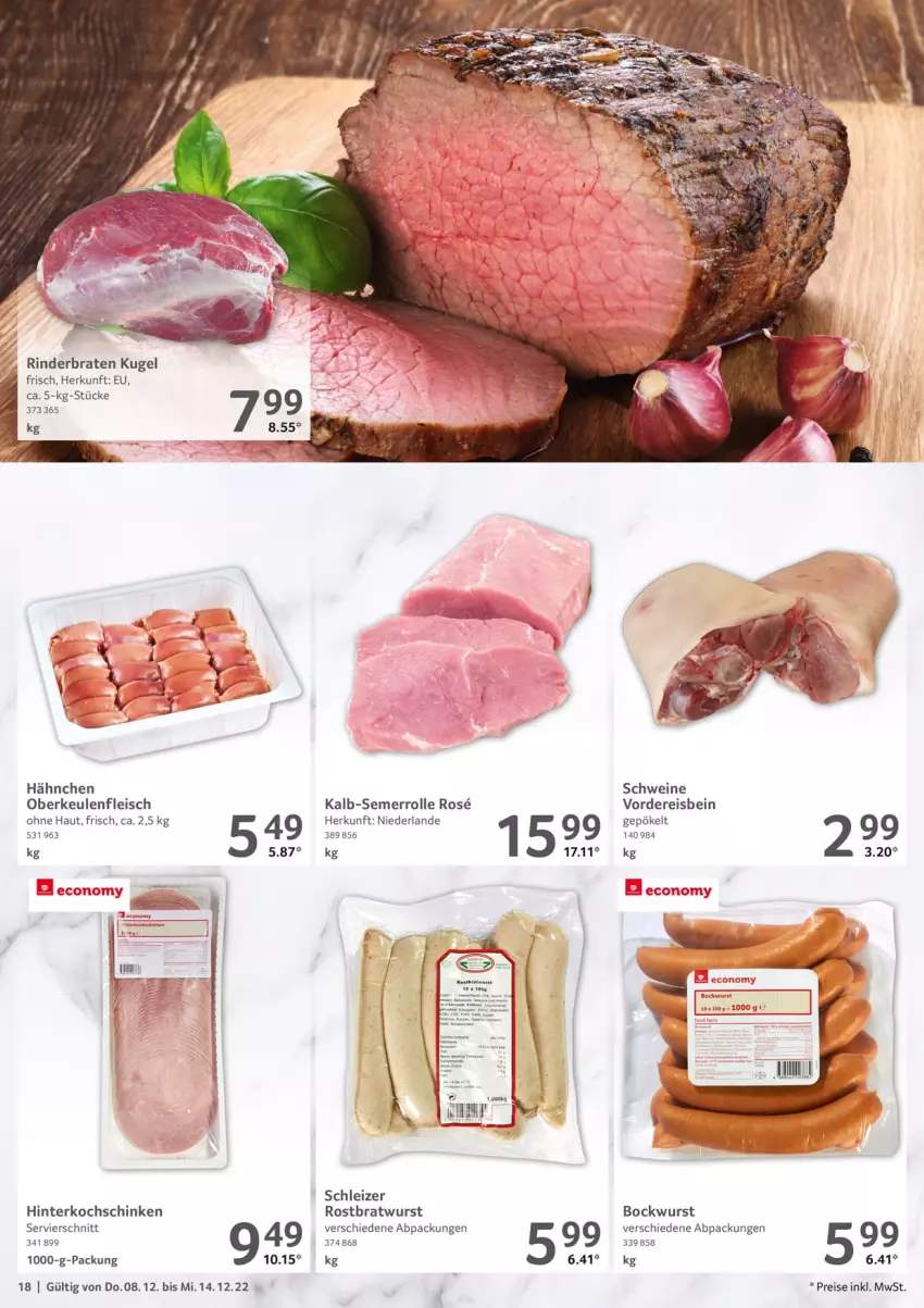 Aktueller Prospekt Selgros - Food - von 08.12 bis 14.12.2022 - strona 18 - produkty: bockwurst, braten, bratwurst, eis, fleisch, hinterkochschinken, kochschinken, Kugel, reis, rind, rinder, rinderbraten, rostbratwurst, schinken, schwein, schweine, Ti, wein, weine, wurst