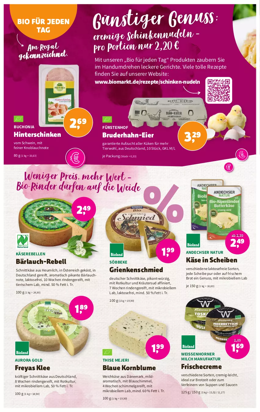 Aktueller Prospekt Denns Biomarkt - Prospekte - von 15.02 bis 28.02.2023 - strona 4 - produkty: andechser natur, bio, blume, brot, buch, creme, deutscher schnittkäse, eier, eis, elle, Faktu, Grienkenschmied, Heu, heumilch, hinterschinken, Käse, Käserebellen, knoblauch, korn, kräuter, LG, milch, natur, nudel, nudeln, nuss, rebell, regal, reis, rezept, rezepte, rind, rinder, sauce, saucen, schinken, schnittkäse, schwein, söbbeke, suppe, suppen, Ti, tisch, weichkäse, wein