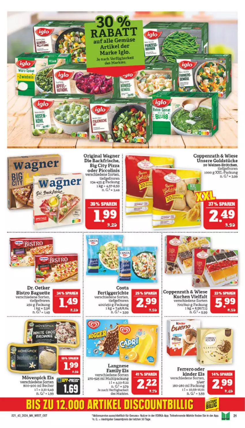 Aktueller Prospekt Marktkauf - Prospekt - von 20.10 bis 26.10.2024 - strona 21 - produkty: aktionspreis, baguette, Becher, Bistro Baguette, brötchen, brownie, coppenrath, deka, Dr. Oetker, eis, ferrero, fertiggericht, fertiggerichte, gin, Goldstücke, Kinder, kuchen, oder piccolinis, original wagner, piccolinis, pizza, reis, rel, tee, Ti, wagner