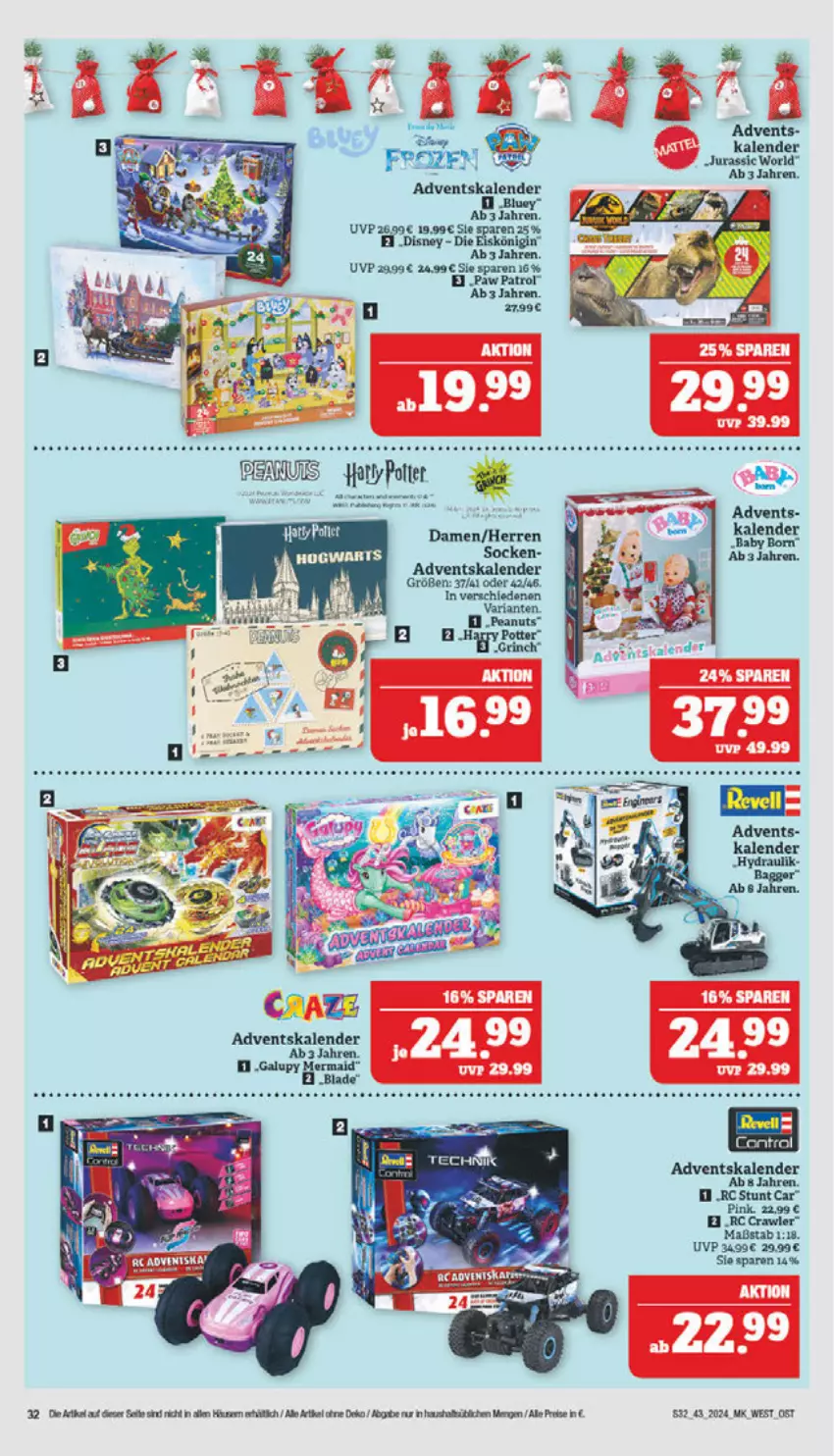 Aktueller Prospekt Marktkauf - Prospekt - von 20.10 bis 26.10.2024 - strona 32 - produkty: Adventskalender, disney, eis, Eiskönigin, gin, Jura, reis, Ria, socken, Ti