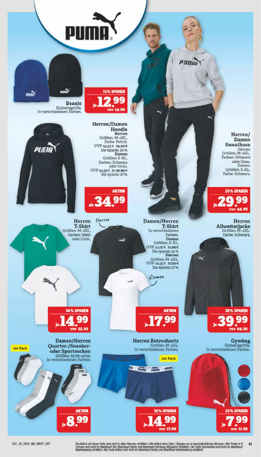 Aktueller Prospekt Marktkauf - Prospekt - von 20.10 bis 26.10.2024 - strona 41 - produkty: Beanie, cin, hose, Jacke, retroshorts, shirt, shorts, sneaker, socken, Sport, sportsocken, Sweathose, T-Shirt, tee, Ti